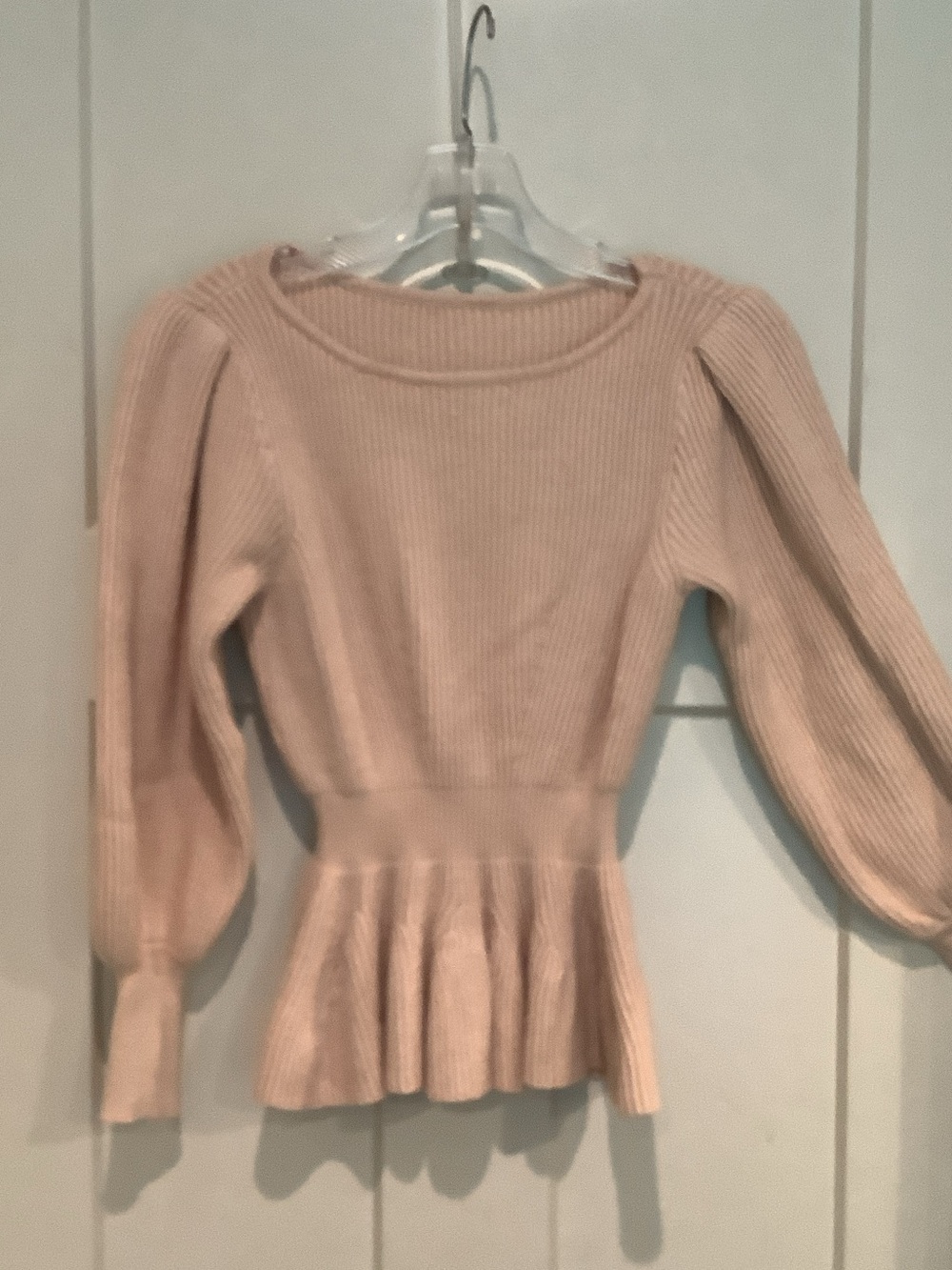 Women's Pink Peplum Ribbed Sweater